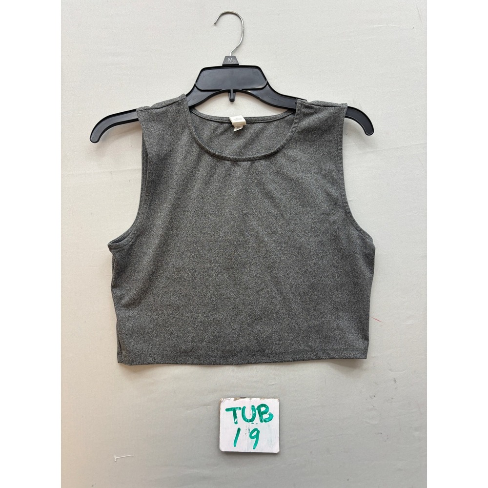 Yogalicious Pure Cloud Nicki Muscle Tank Top Gray Heather Crop Size L